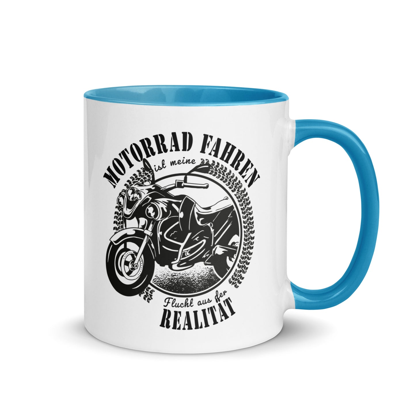 motorrad fahren ist meine flucht aus der realität - tasse mit farbiger innenseite