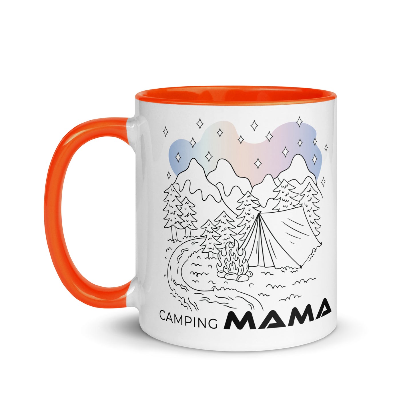 camping mama - tasse mit farbiger innenseite