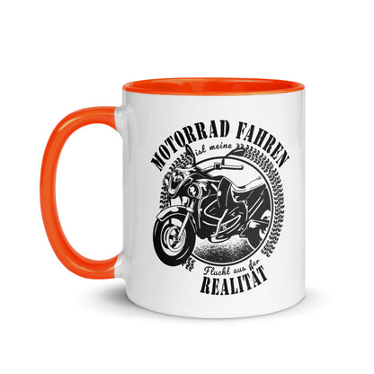 Motorrad fahren ist meine Flucht aus der Realität - Tasse mit farbiger Innenseite