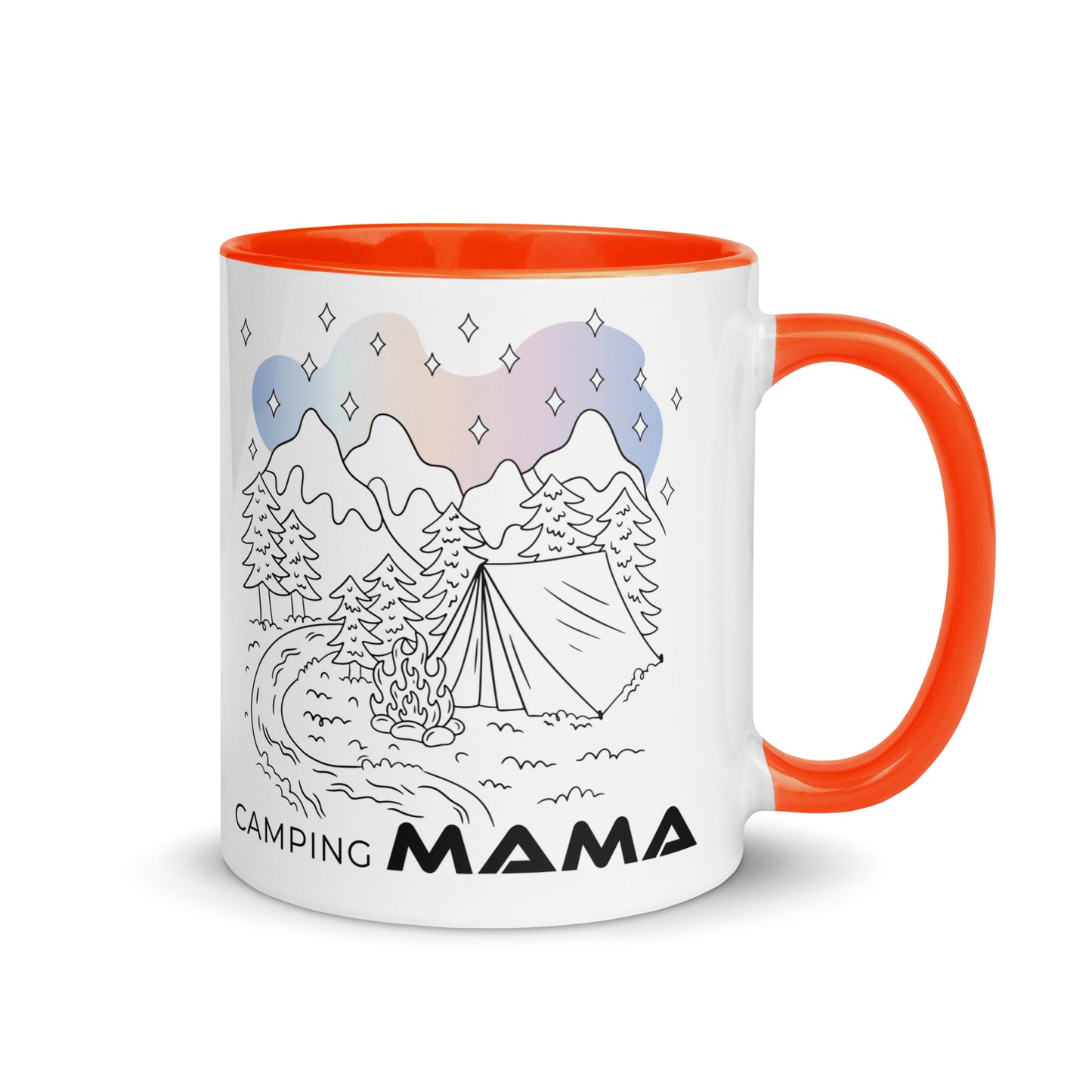 camping mama - tasse mit farbiger innenseite