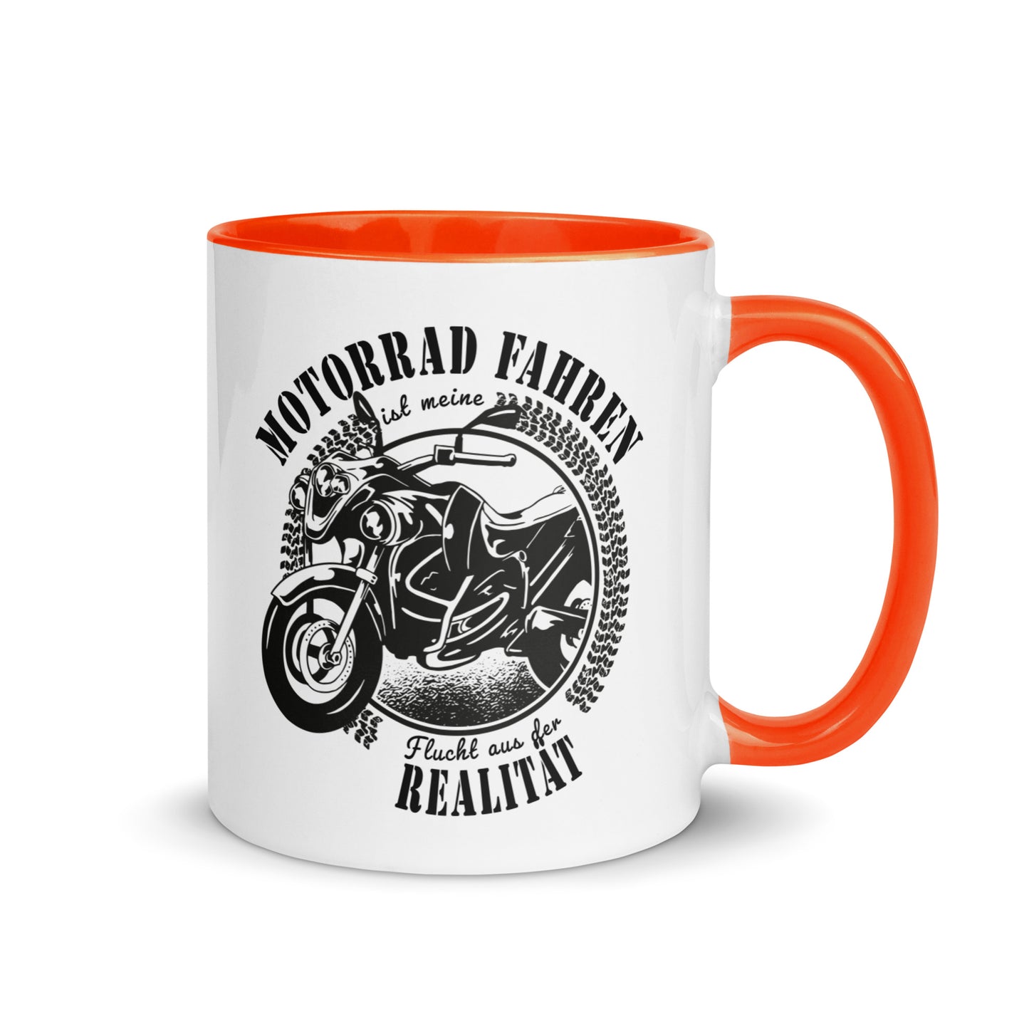 motorrad fahren ist meine flucht aus der realität - tasse mit farbiger innenseite