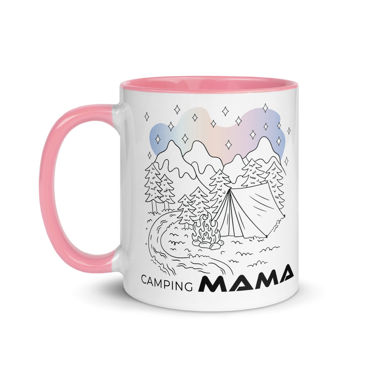 camping mama - tasse mit farbiger innenseite