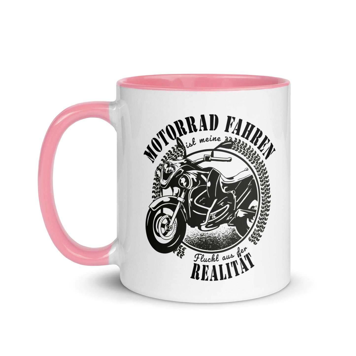 motorrad fahren ist meine flucht aus der realität - tasse mit farbiger innenseite