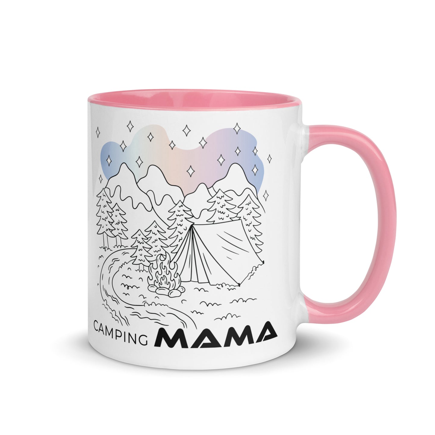 camping mama - tasse mit farbiger innenseite