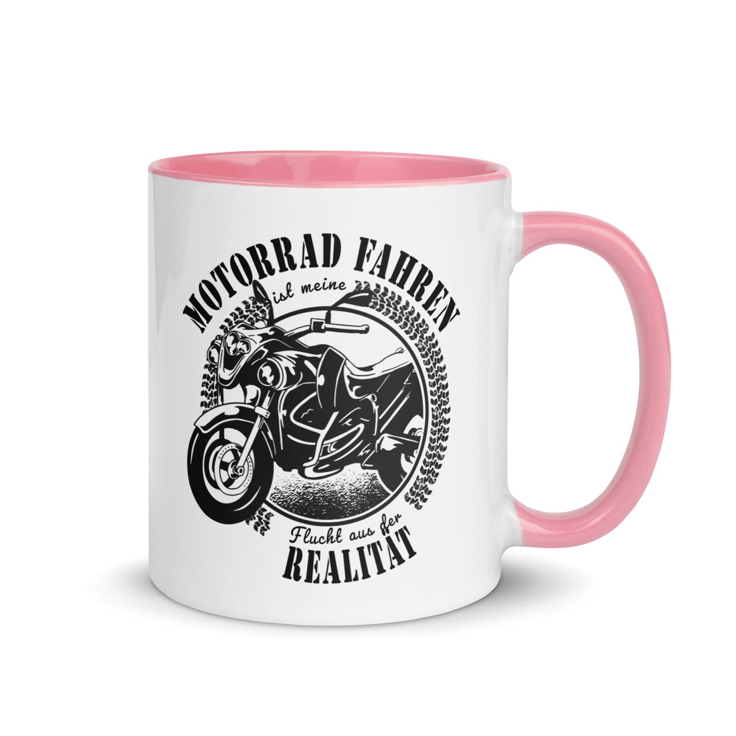 motorrad fahren ist meine flucht aus der realität - tasse mit farbiger innenseite