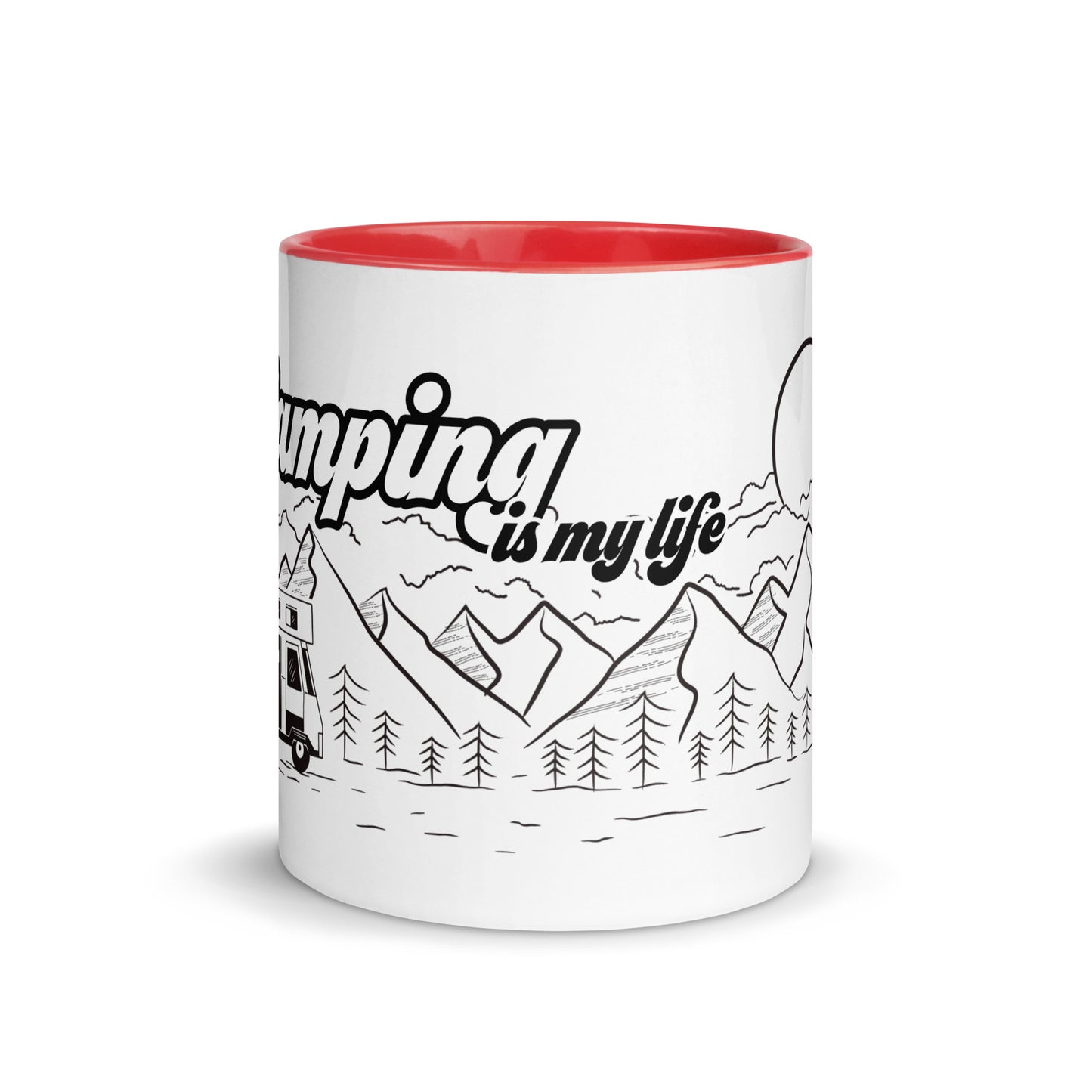 camping is my life - campen ist mein leben - tasse mit farbiger innenseite