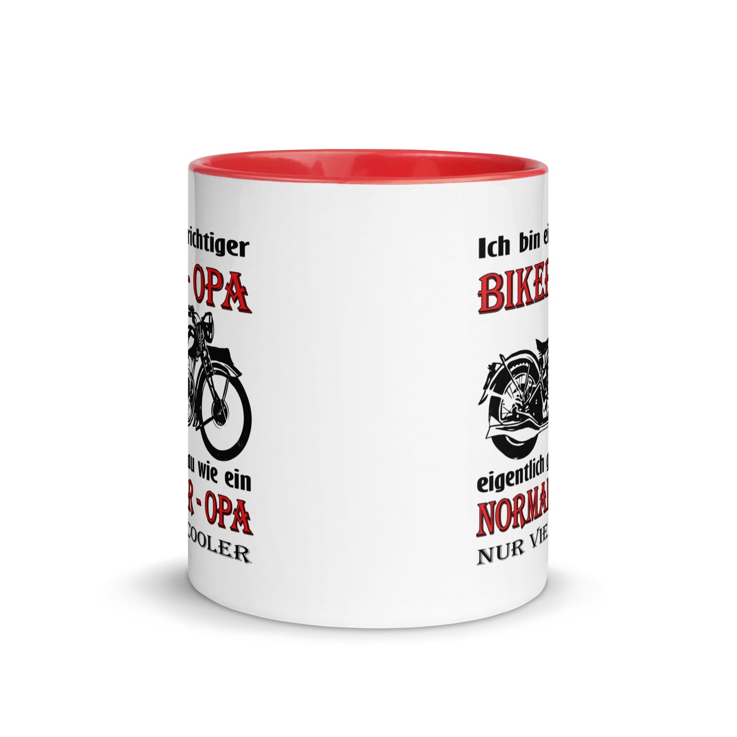 ich bin ein richtiger biker-opa, eigentlich genau wie ein normaler opa nur viel cooler - tasse mit farbiger innenseite