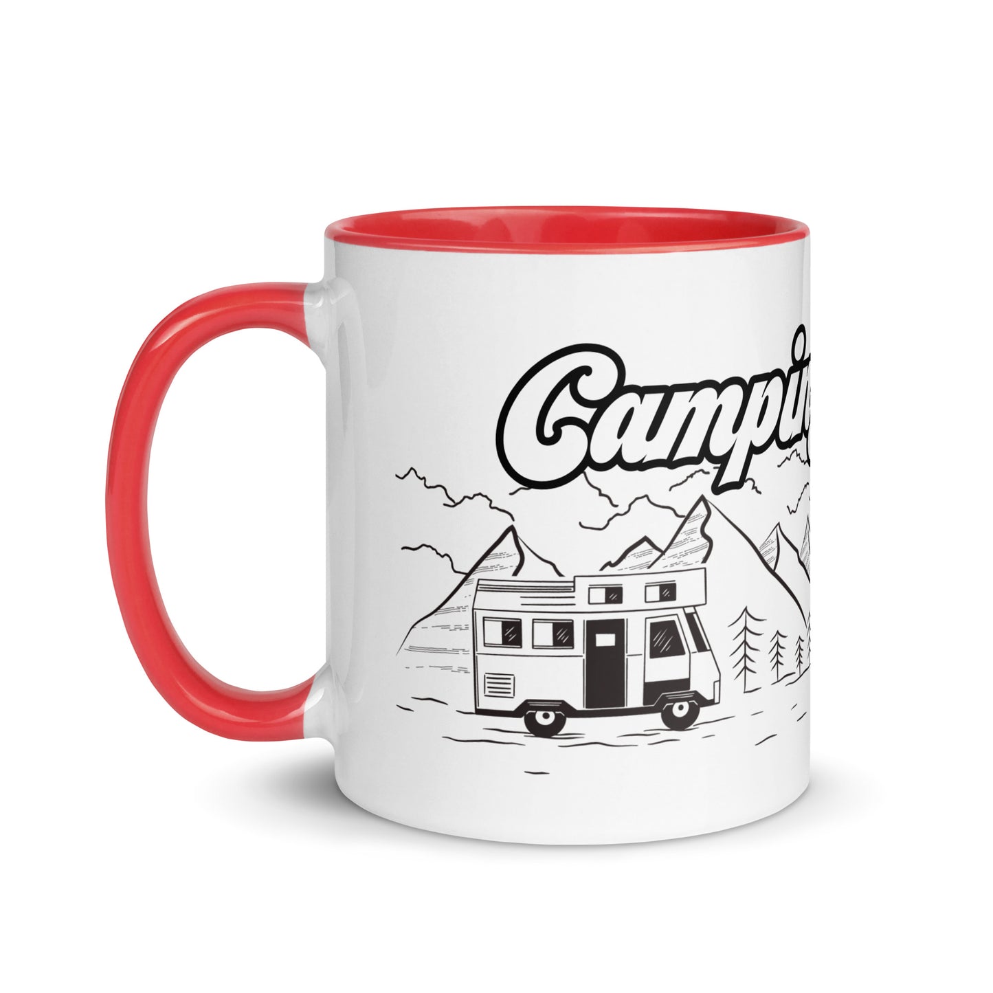 camping is my life - campen ist mein leben - tasse mit farbiger innenseite