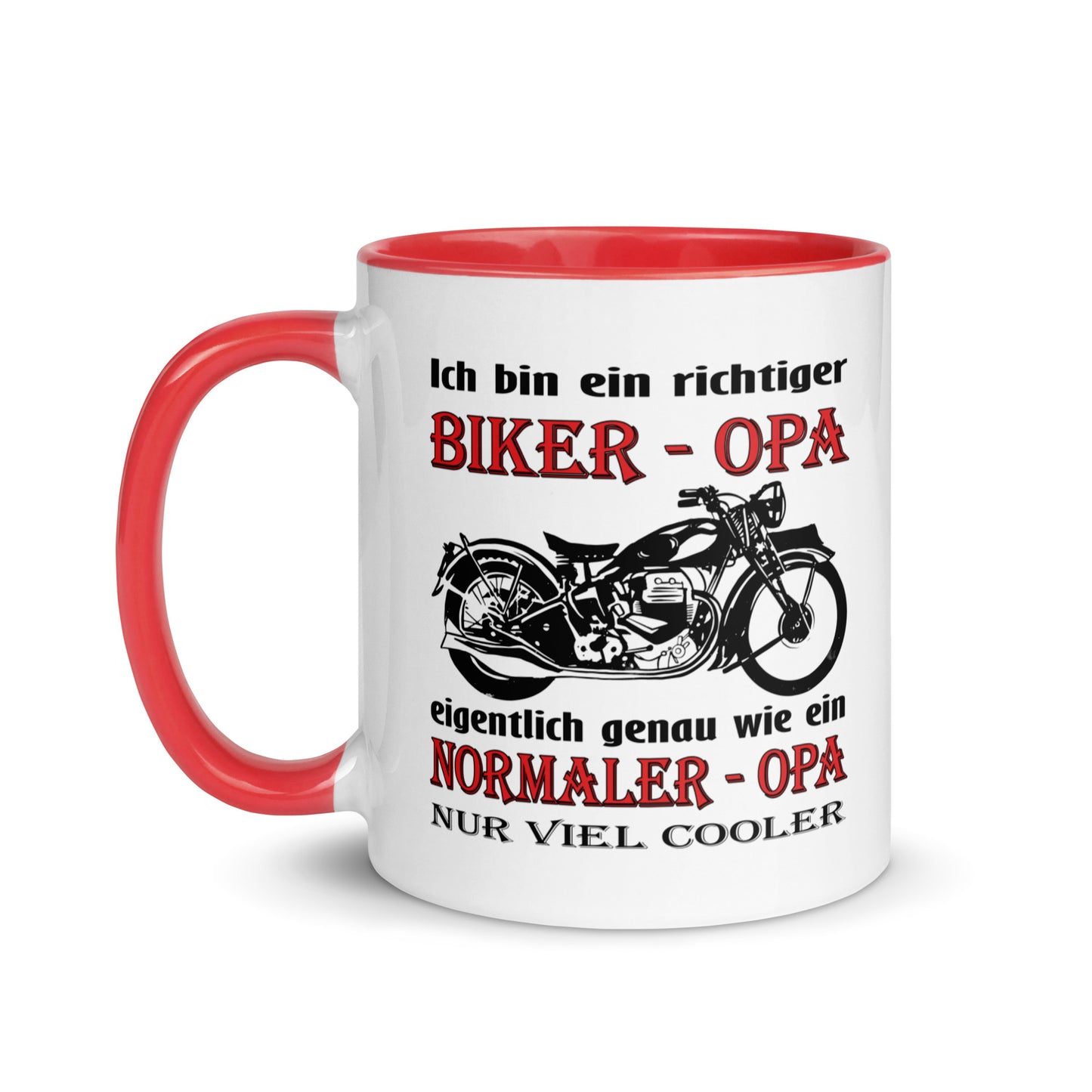 ich bin ein richtiger biker-opa, eigentlich genau wie ein normaler opa nur viel cooler - tasse mit farbiger innenseite