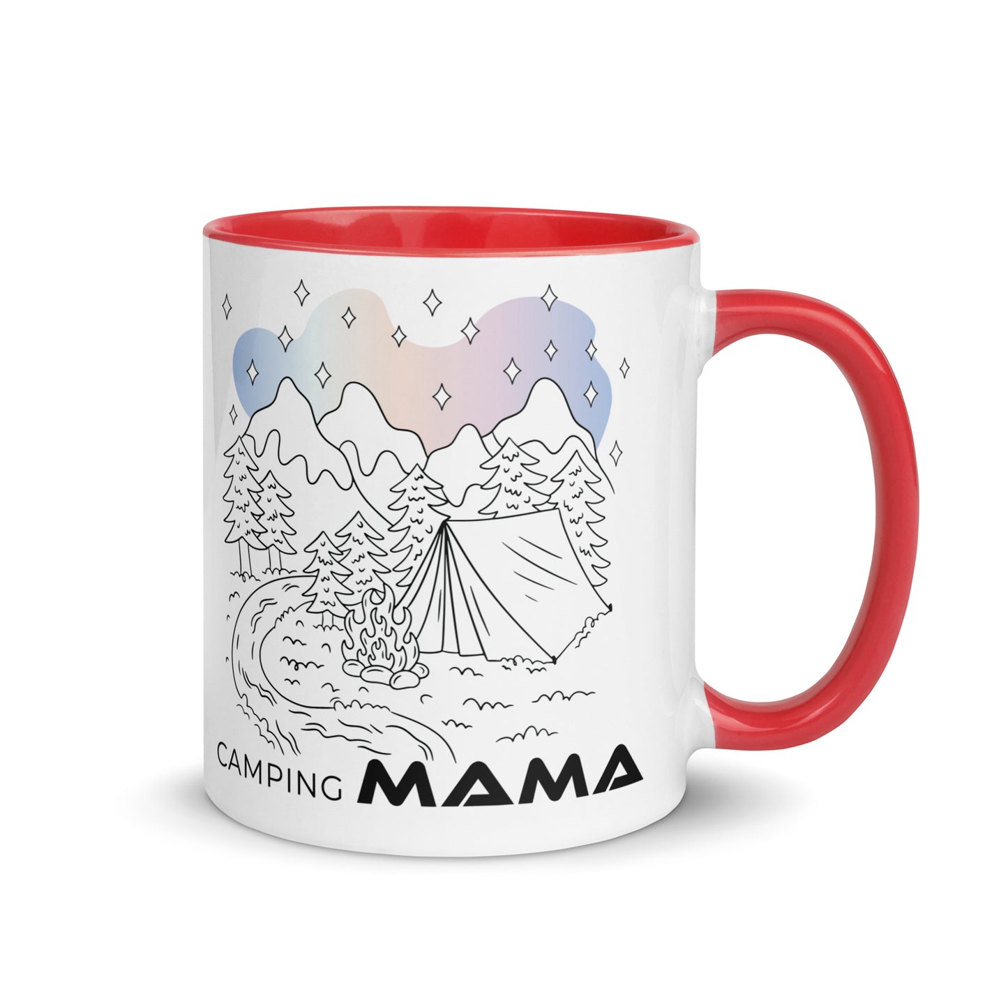 camping mama - tasse mit farbiger innenseite