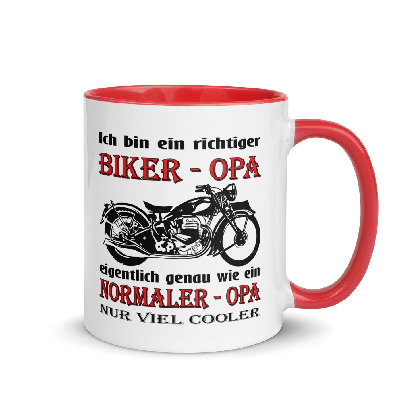 ich bin ein richtiger biker-opa, eigentlich genau wie ein normaler opa nur viel cooler - tasse mit farbiger innenseite