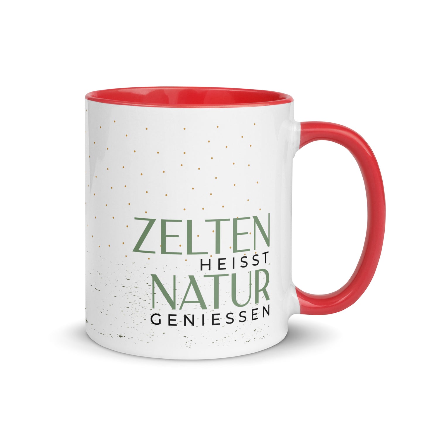 abenteuer erleben - zelten heisst natur geniessen - tasse mit farbiger innenseite