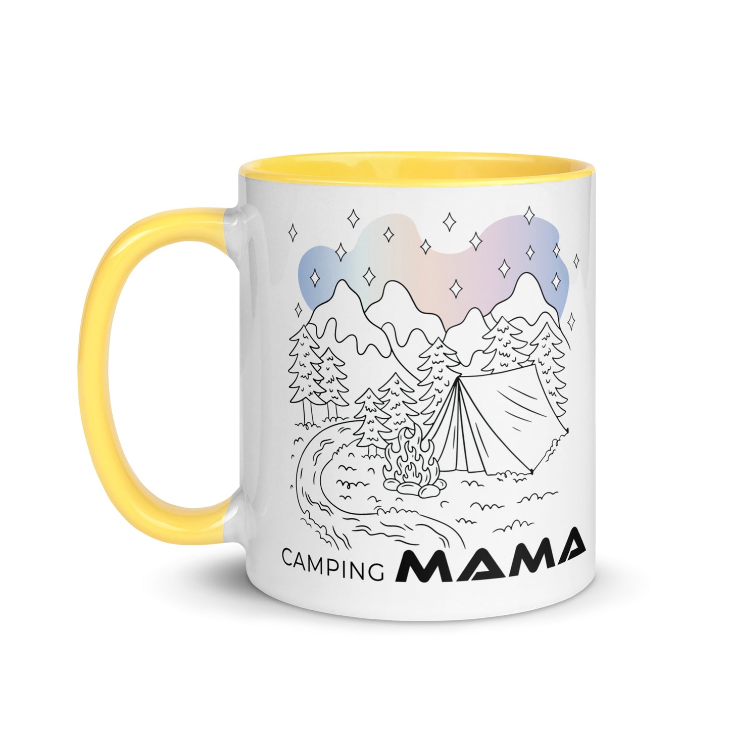 camping mama - tasse mit farbiger innenseite