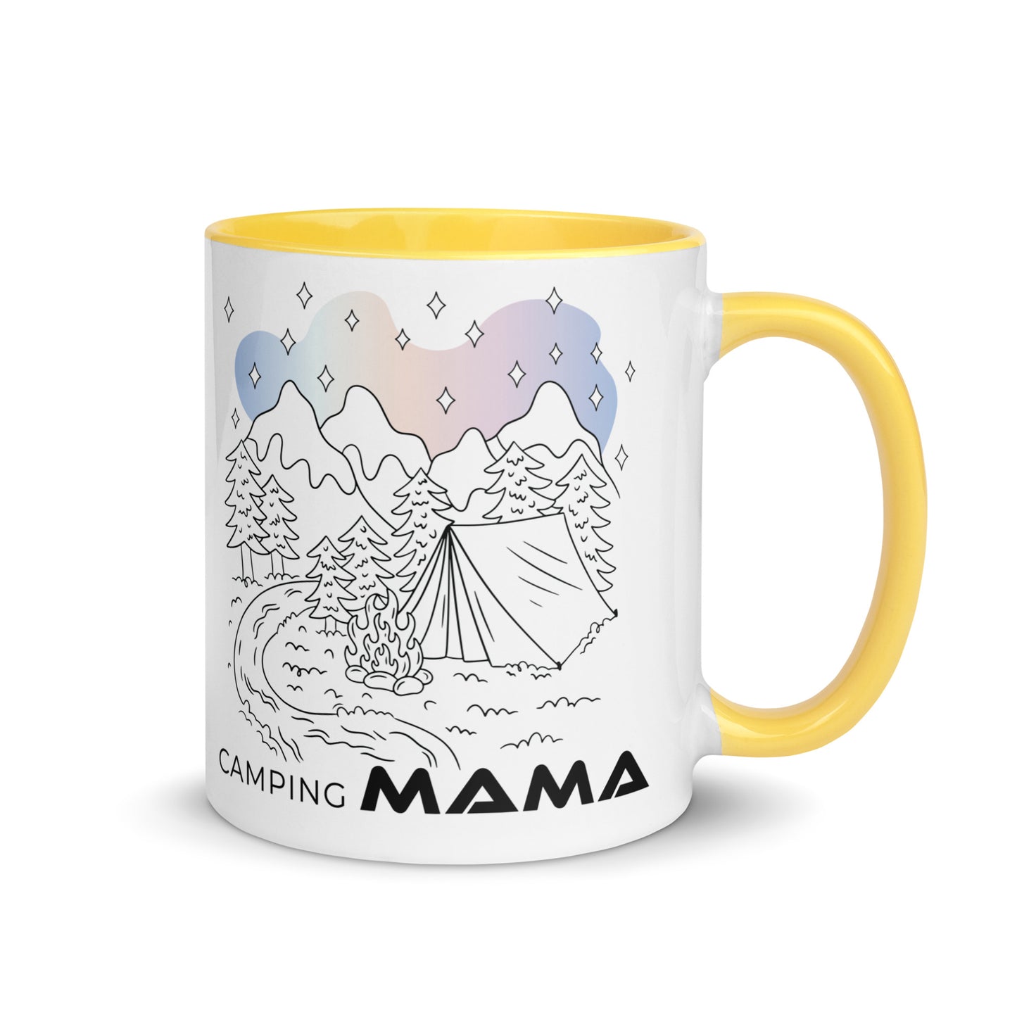 camping mama - tasse mit farbiger innenseite