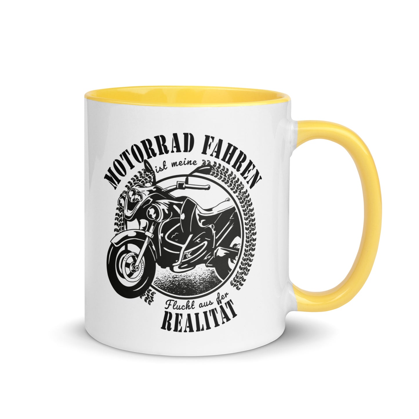 motorrad fahren ist meine flucht aus der realität - tasse mit farbiger innenseite