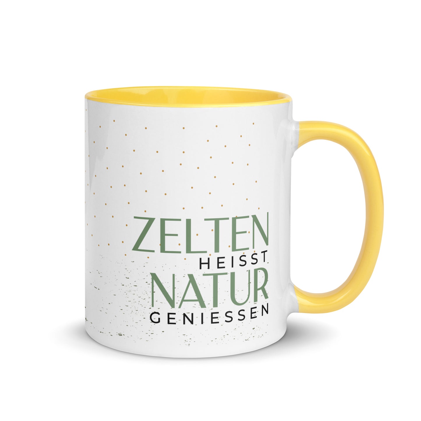 abenteuer erleben - zelten heisst natur geniessen - tasse mit farbiger innenseite