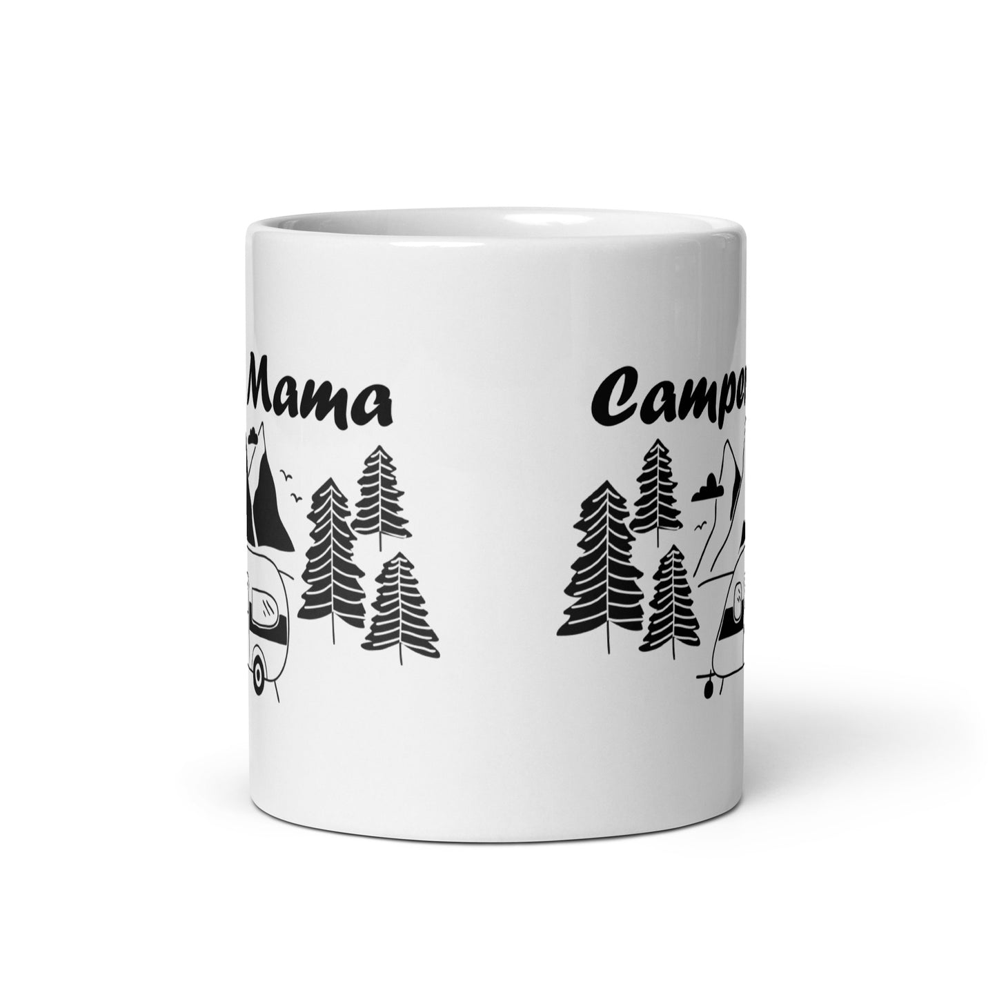 camper mama - weiße, glänzende tasse