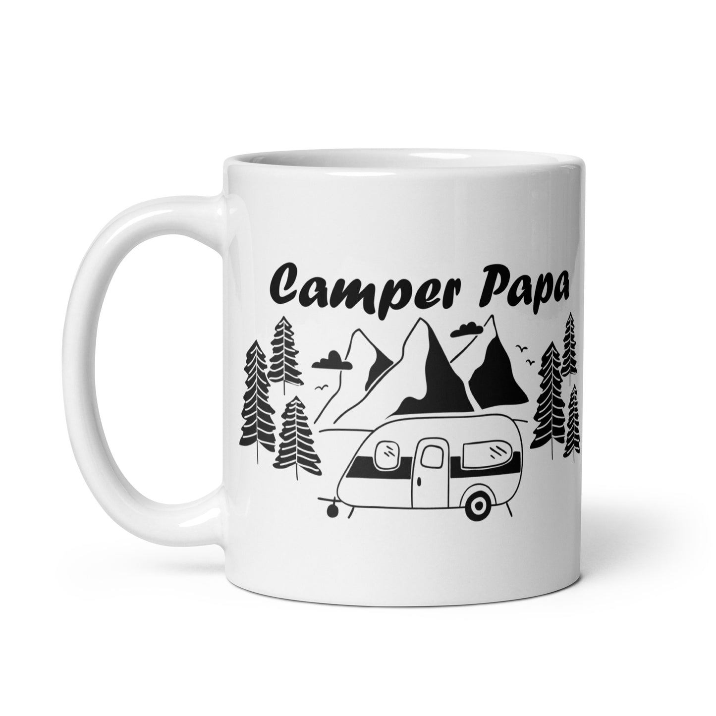 camper papa - weiße, glänzende tasse