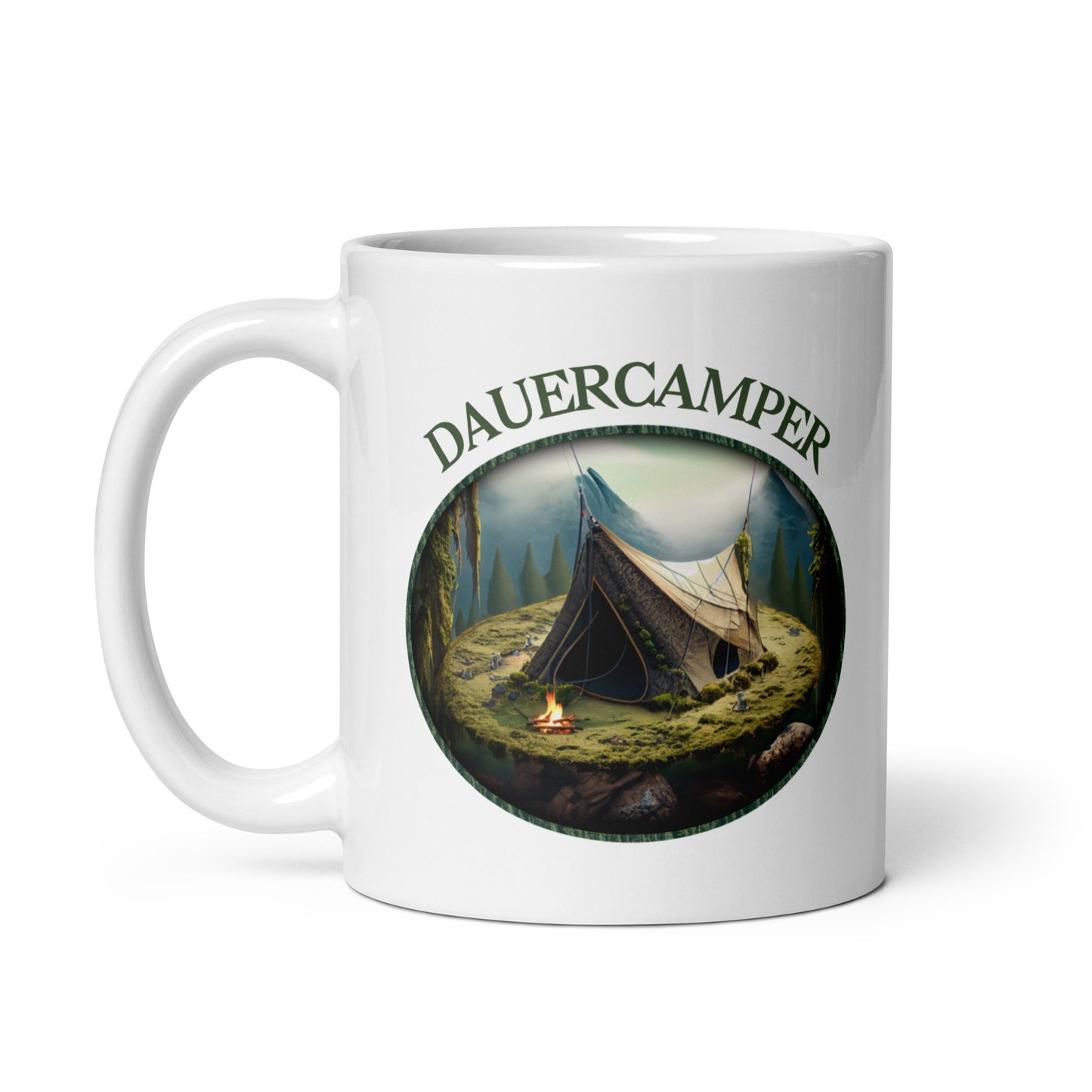 dauercamper - weiße, glänzende tasse