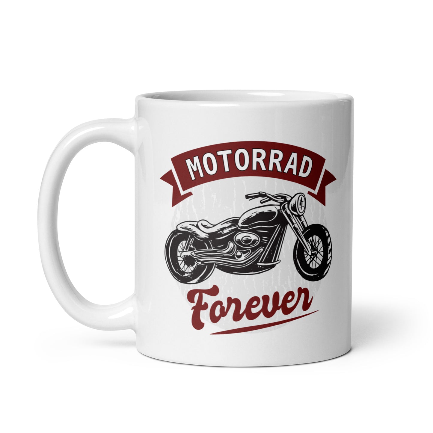 motorrad forever - weiße, glänzende tasse