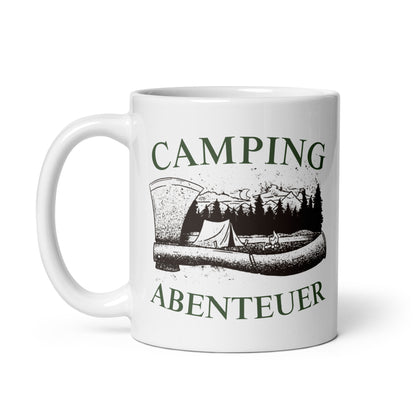 Camping Abenteuer - Weiße, glänzende Tasse