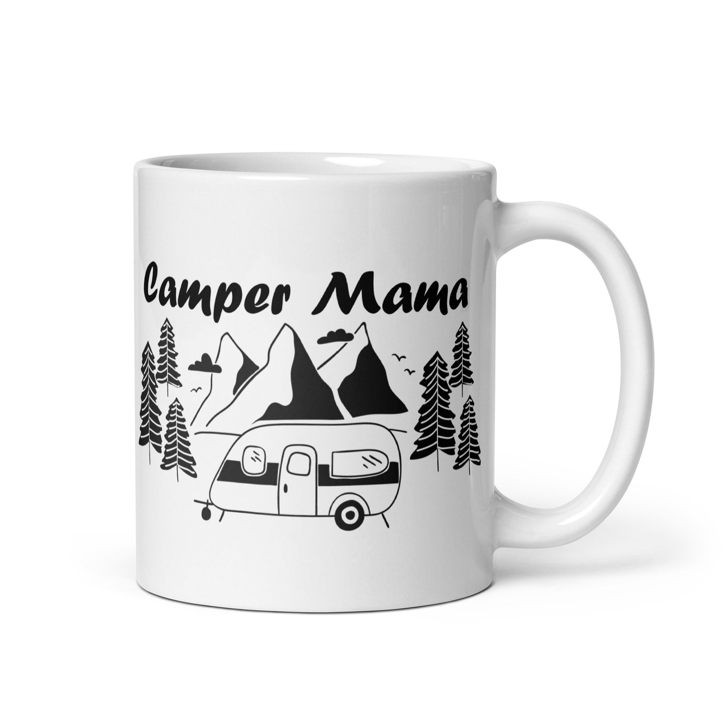 camper mama - weiße, glänzende tasse