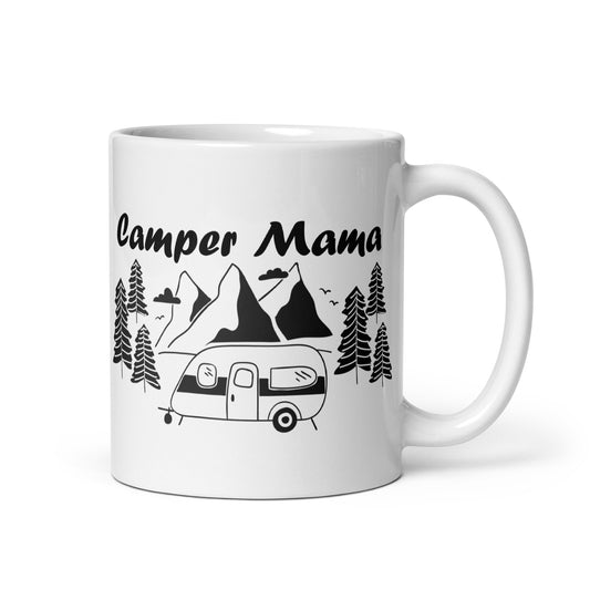 Camper Mama - Weiße, glänzende Tasse