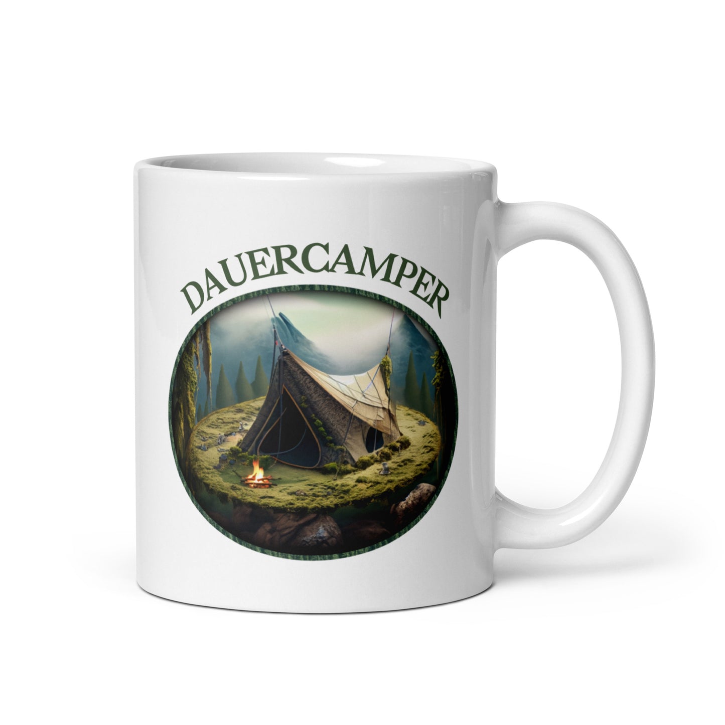 dauercamper - weiße, glänzende tasse