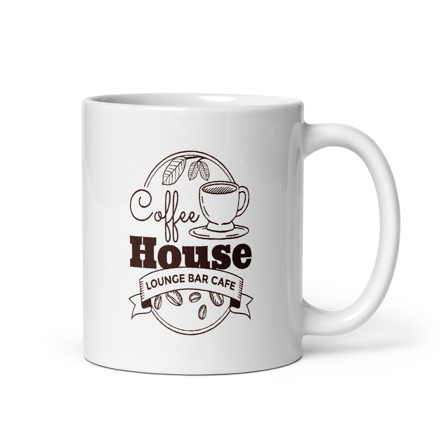 coffee house - kaffee haus - weiße, glänzende tasse