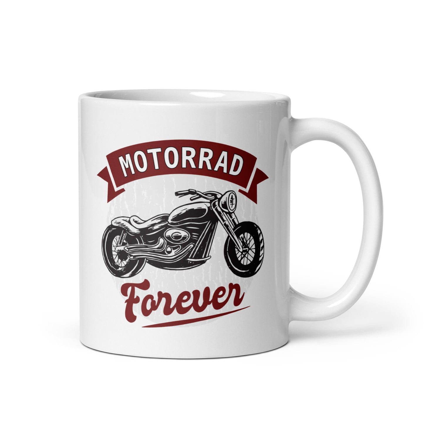 motorrad forever - weiße, glänzende tasse