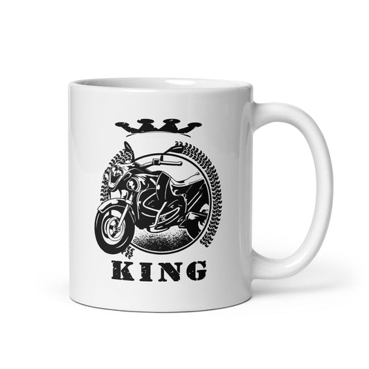 Motorrad KING - sei Stolz auf Dich und dein Bike - Weiße, glänzende Tasse