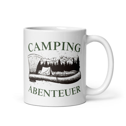 Camping Abenteuer - Weiße, glänzende Tasse